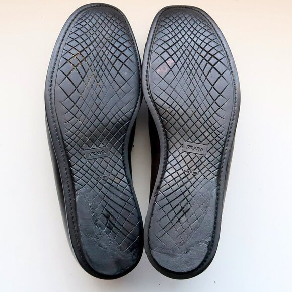 Prada Brown Leather Moc Toe Loafers Slip-on Shoes Size 9 - Picture 7 of 16